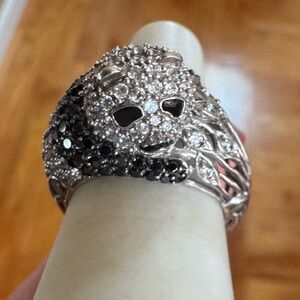 Victoria Wieck Sterling Silver Panda Ring Bear Black Spinel Ring